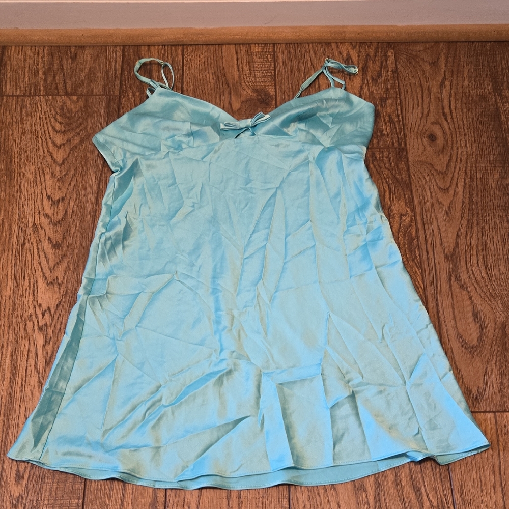 Light Blue Satin Slip Dress